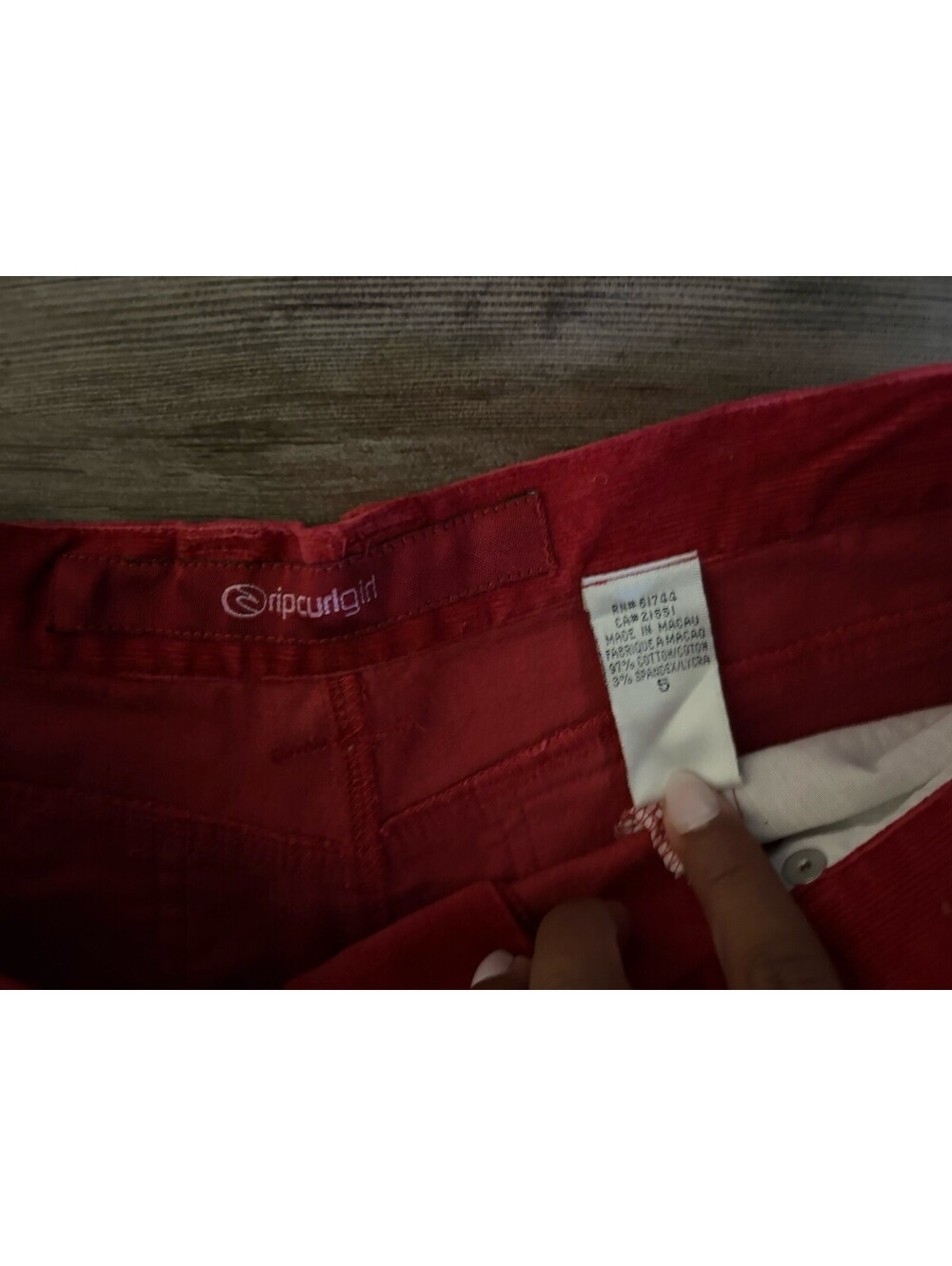 Vtg Rip Curl Girl Womens 7 Red Low Rise Corduroy Flare Pants - Picture 2 of 6